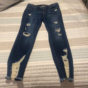 Skinny distressed ankle jeans